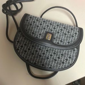 Judith Leiber Vintage Monogram Crossbody Navy Bag